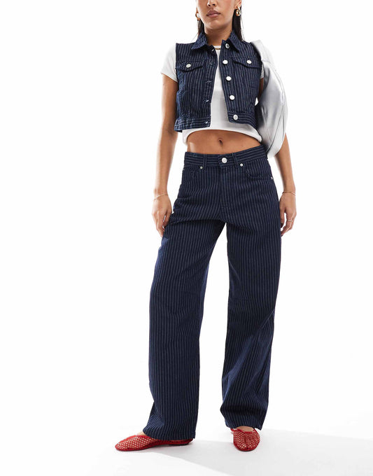 Striped Barrel Fit Jean Co-Ord