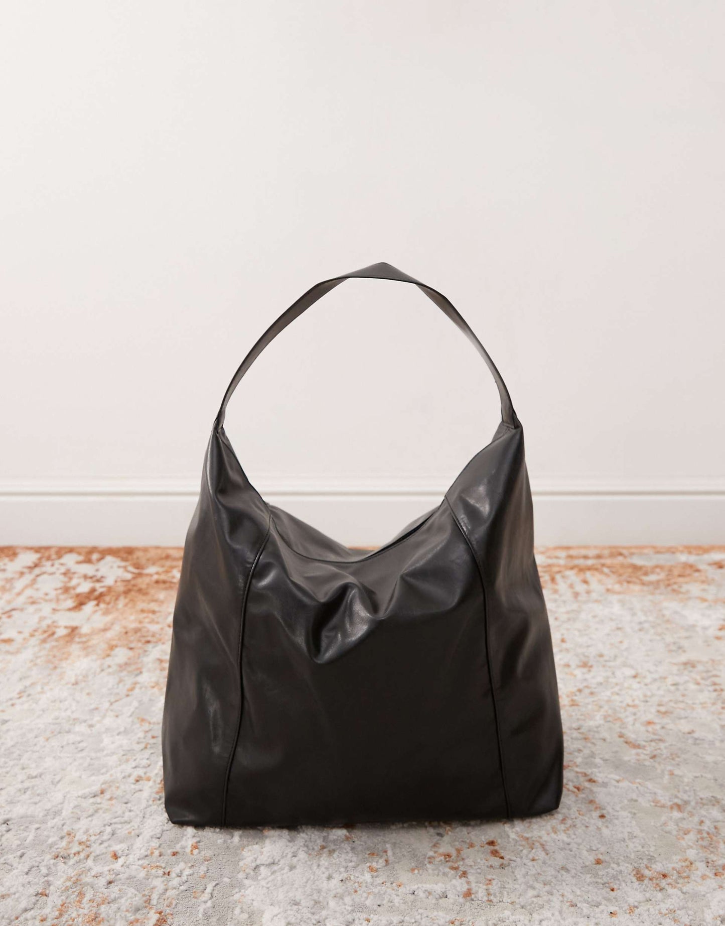 Slouchy Faux Leather Shoulder Tote Bag