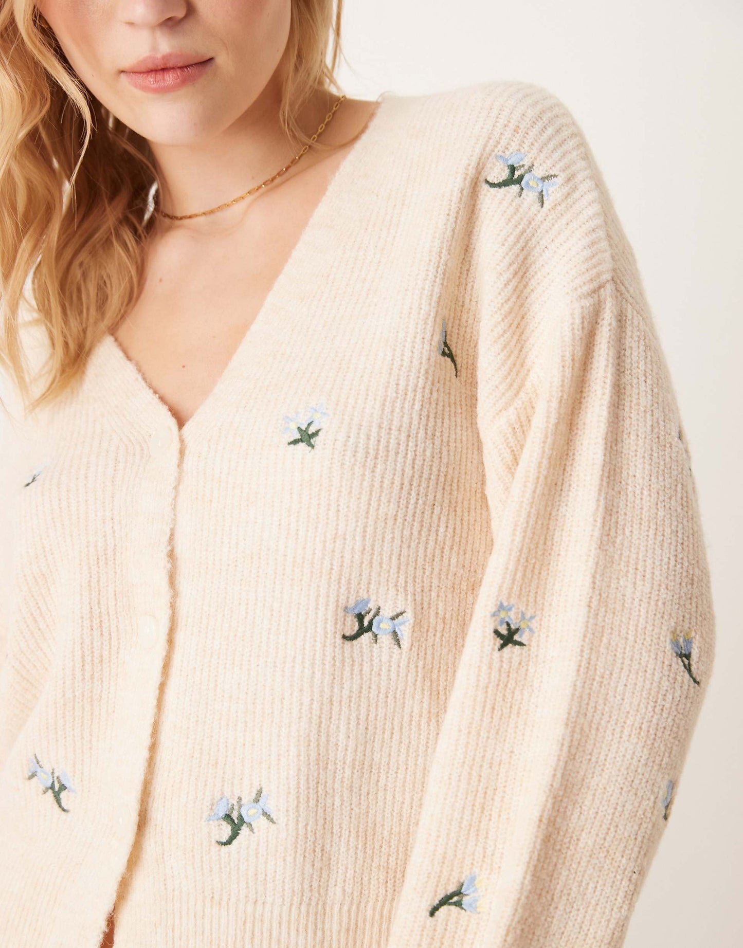 Floral Embroidered Knitted Cardigan