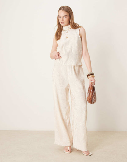 Shimmer Crinkle Wide Leg Trouser Co-Ord