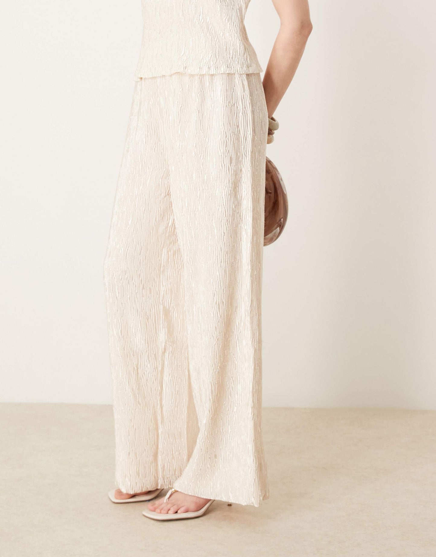 Shimmer Crinkle Wide Leg Trouser Co-Ord