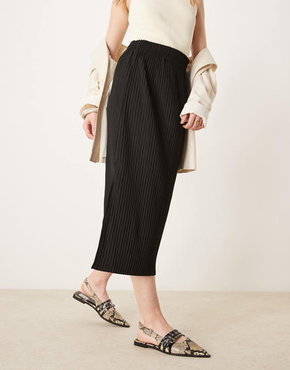 Plisse Midi Skirt