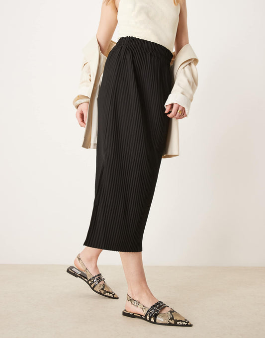 Plisse Midi Skirt