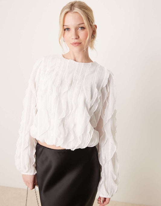 Ruffle Textured Detail Top