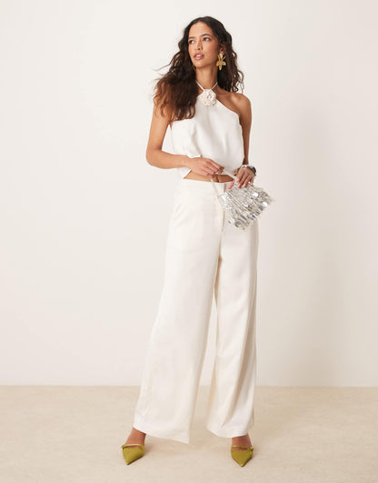 Halter Neck Corsage Detail Top Co-Ord