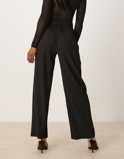 Plisse Wide Leg Trousers