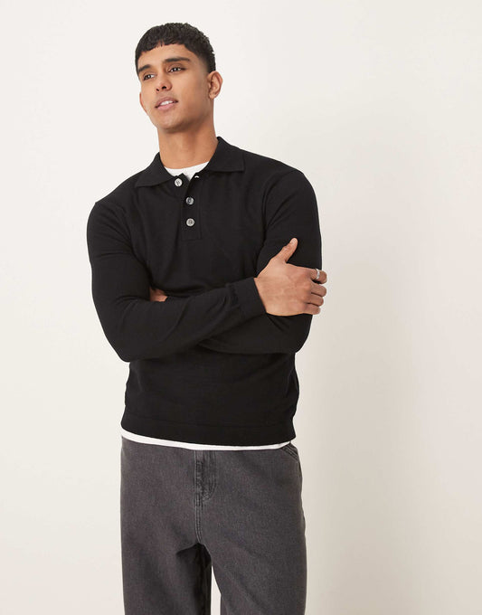 Merino Wool Knitted Polo Shirt