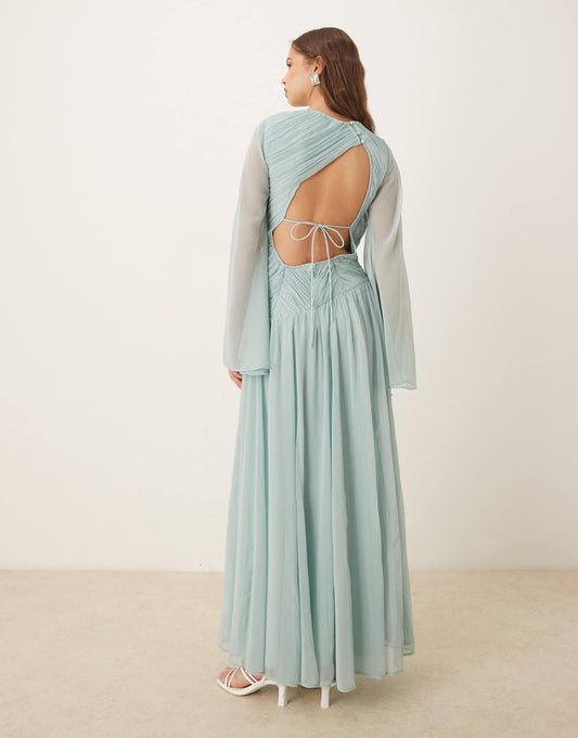 Asymmetric Dropped Waist Maxi With Open Back