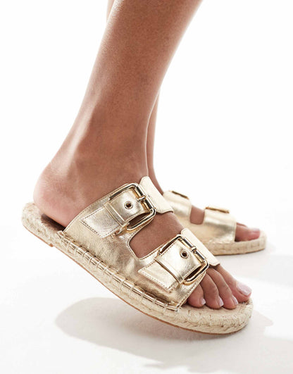 Jada Double Buckle Espadrille Mules