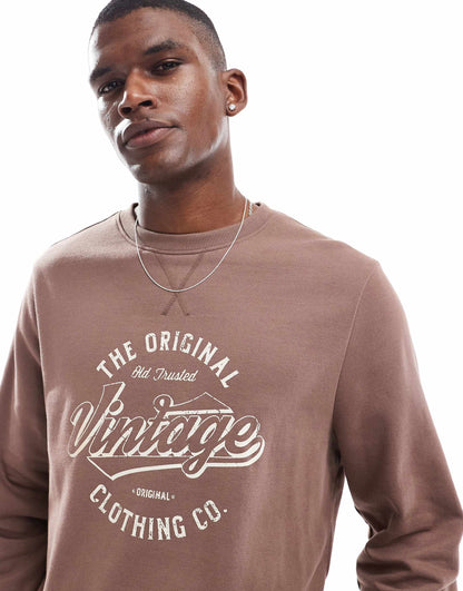 Chest Print Fleece Sweatshirt