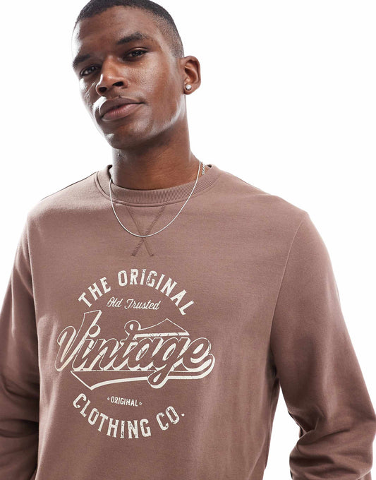 Chest Print Fleece Sweatshirt
