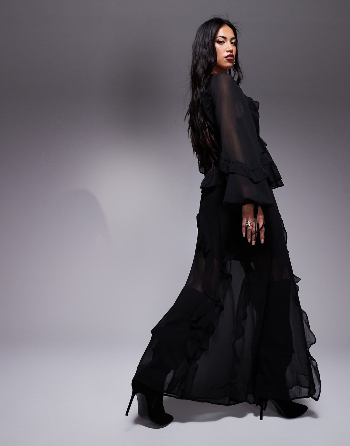 Chiffon Ruffle Maxi Skirt