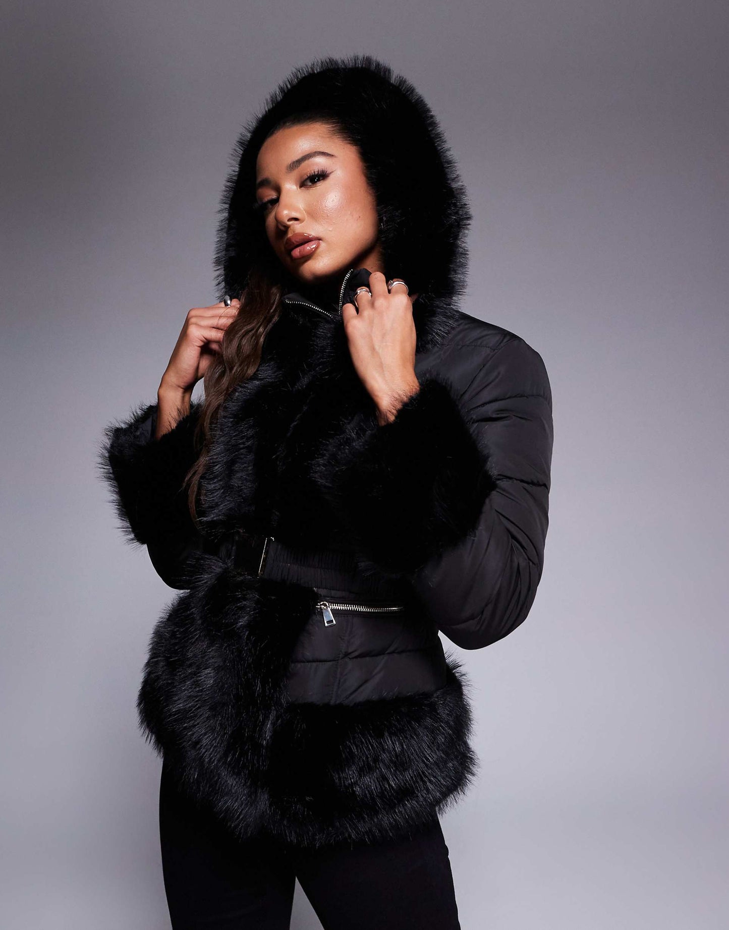 Faux Fur Short Puffer Jacket