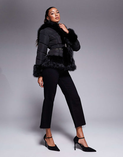 Faux Fur Short Puffer Jacket