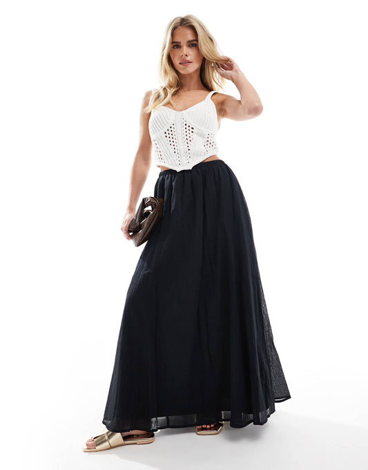 Petite Cotton Godet Maxi Skirt