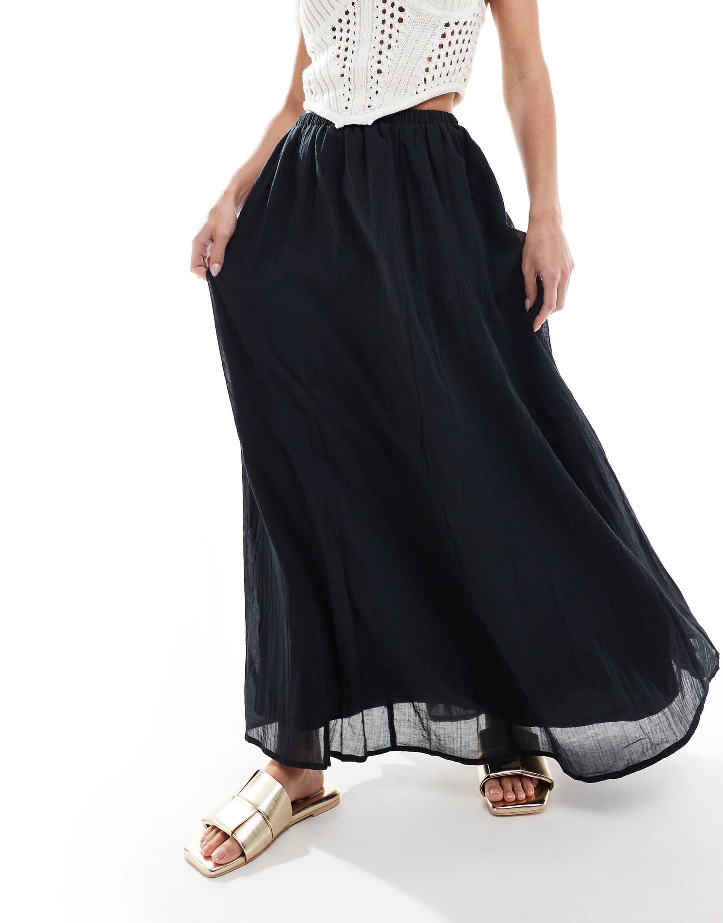 Petite Cotton Godet Maxi Skirt