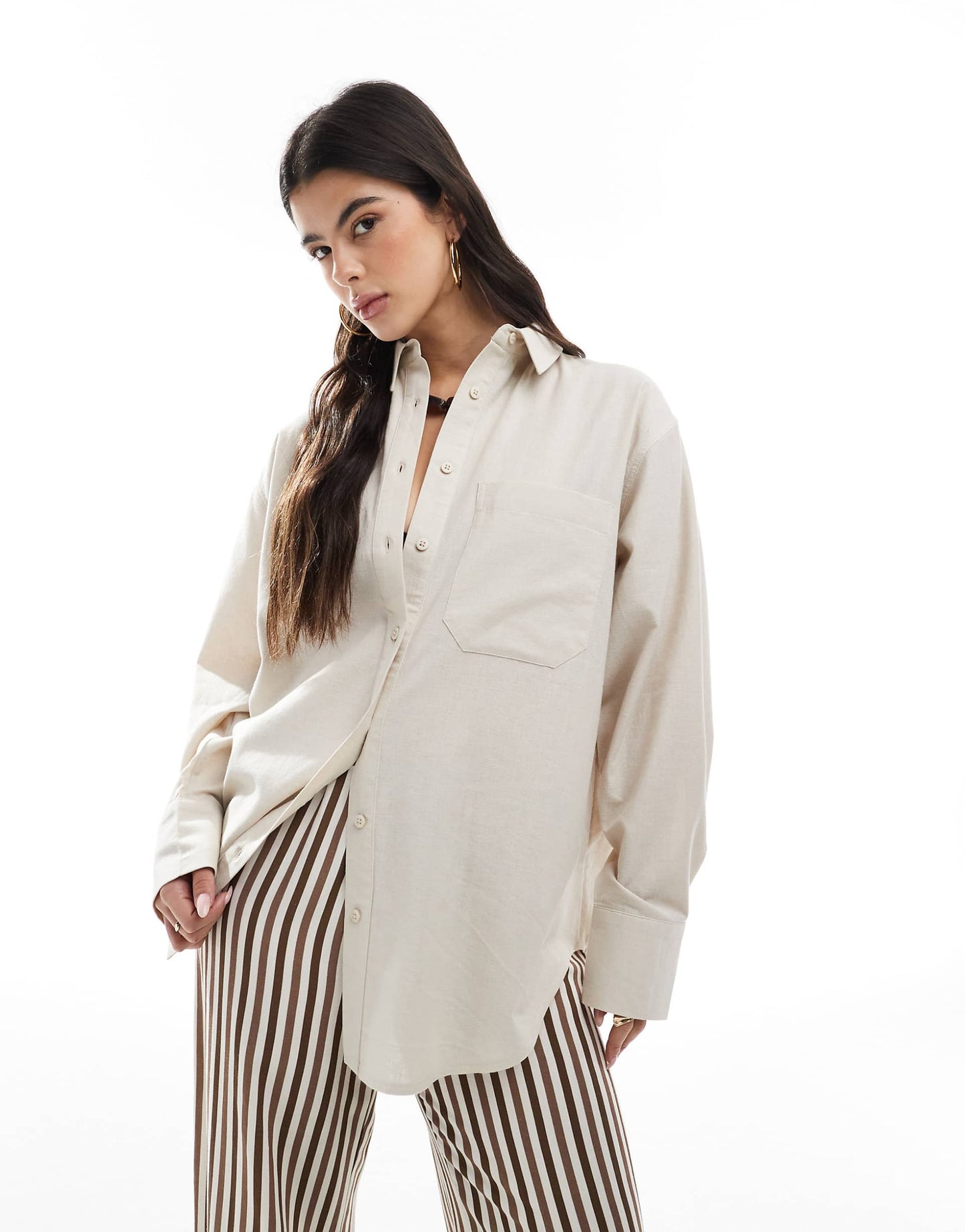 Linen Blend Oversized Shirt