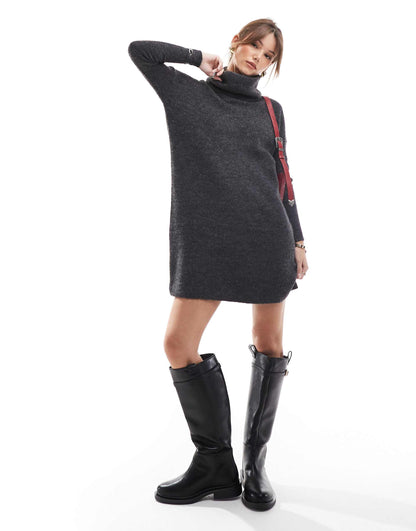 Roll Neck Knitted Jumper Dress