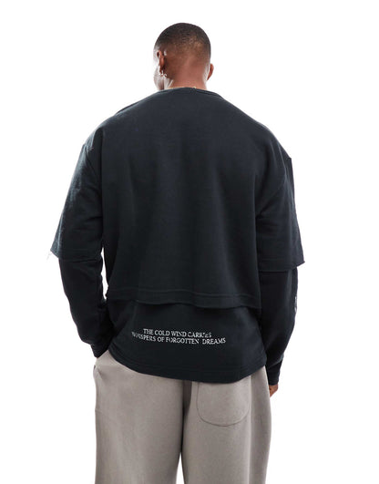 Double Layer Cherub Printed Sweatshirt