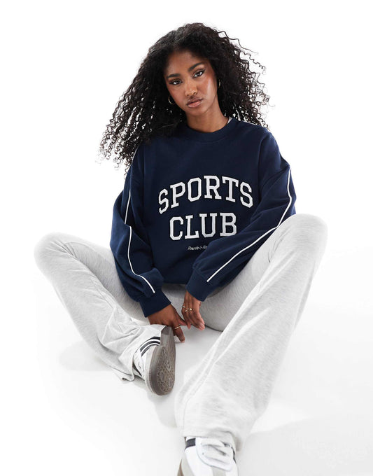 Sports Club Embroidered Logo Oversized Sweatshirt