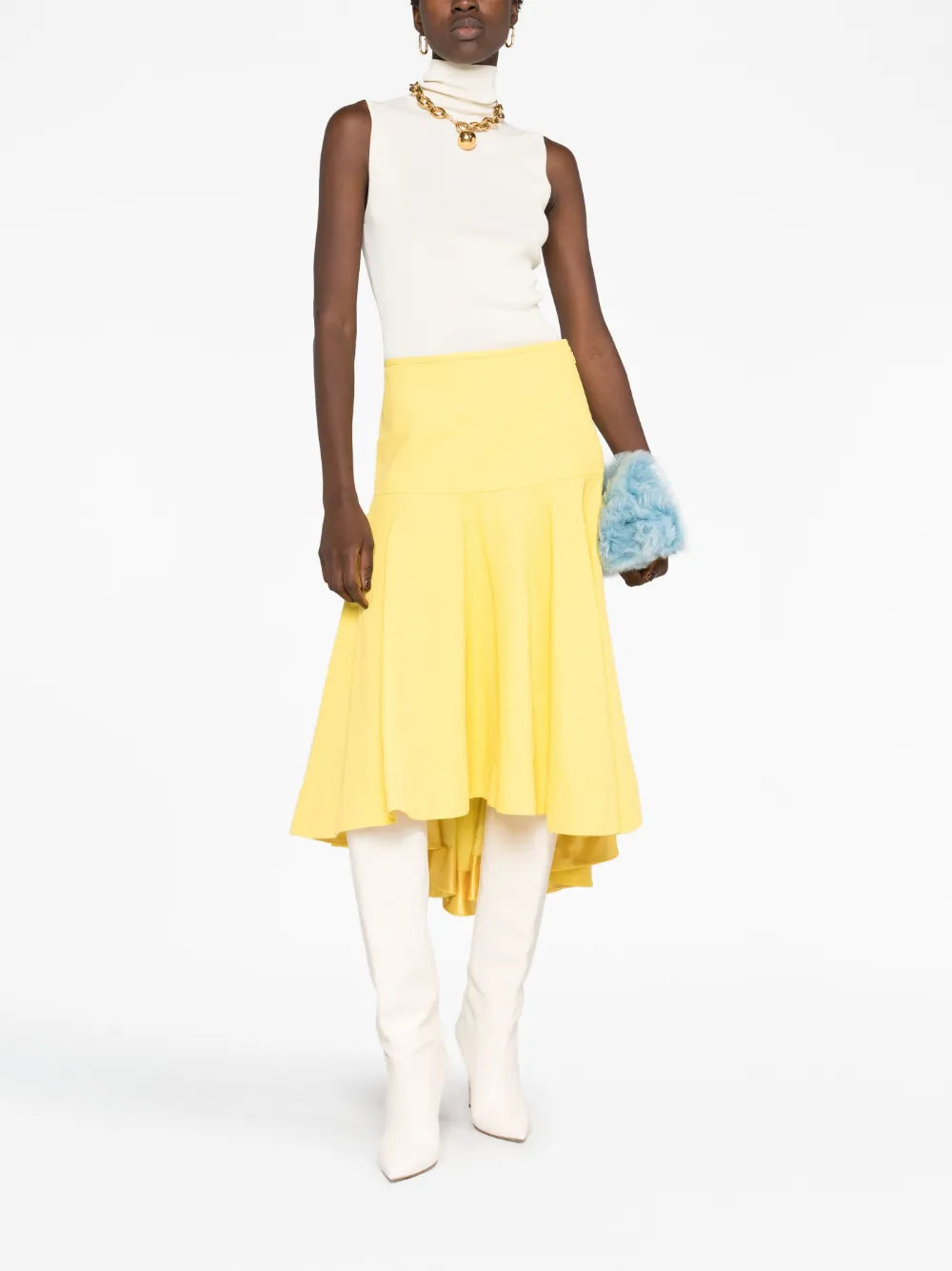 High-Low Linen Midi Skirt