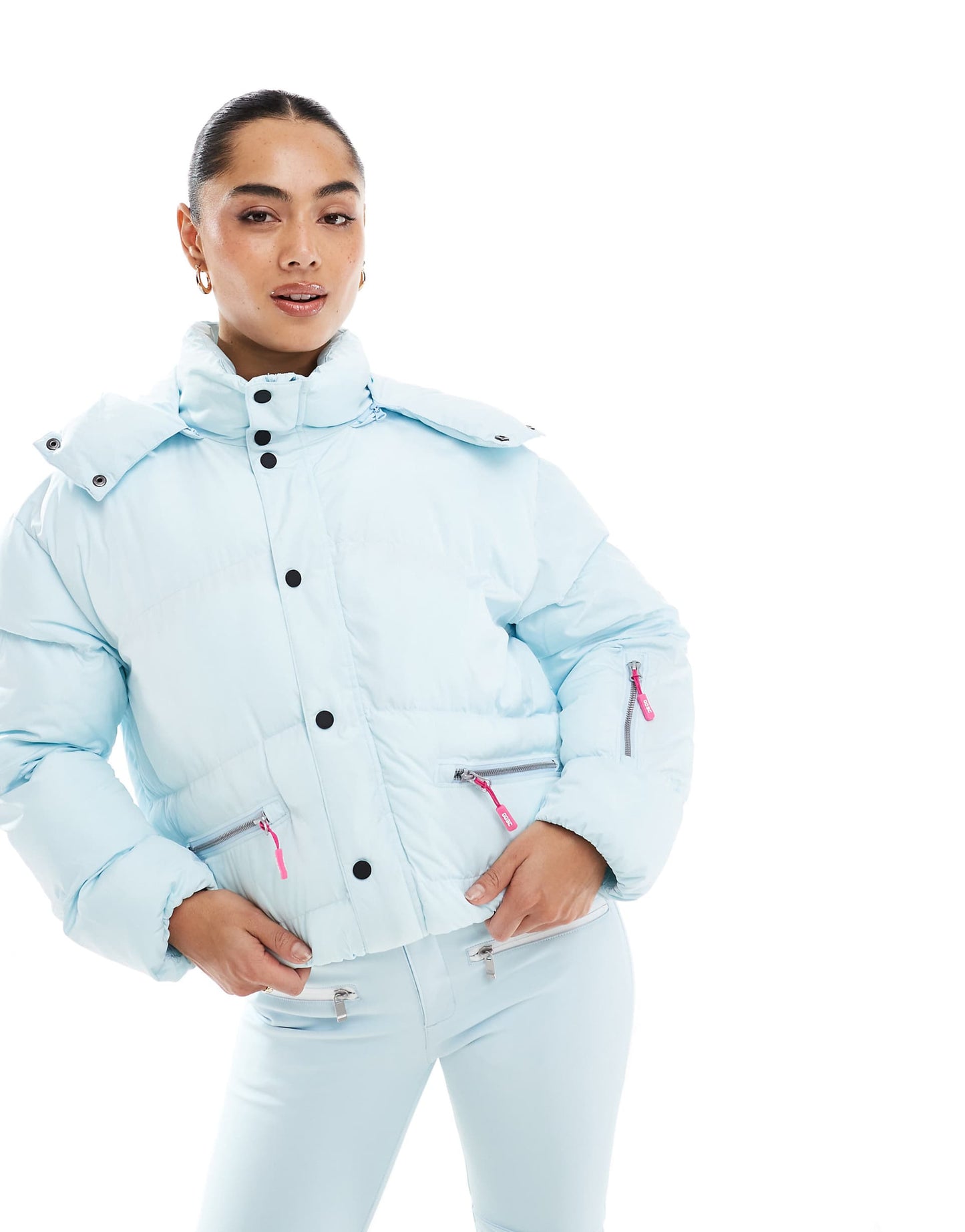 Ice Blue Chic Ski Puffer Jacket