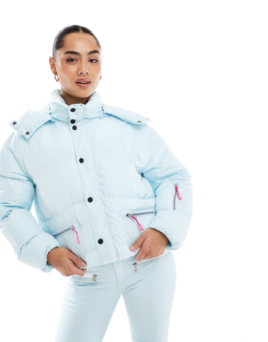 Ice Blue Chic Ski Puffer Jacket