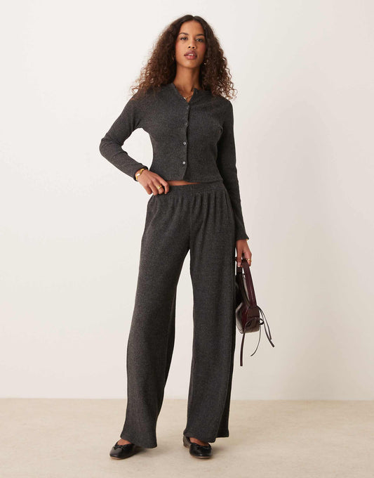 Brushed Rib Wide Leg Trouser