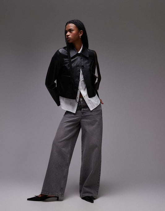 Leather Boxy Jacket