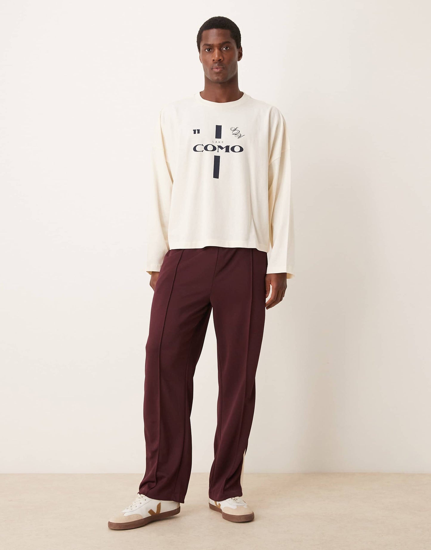 Super Oversized Cropped Long T-Shirt With Sports Print