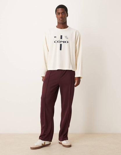 Super Oversized Cropped Long T-Shirt With Sports Print