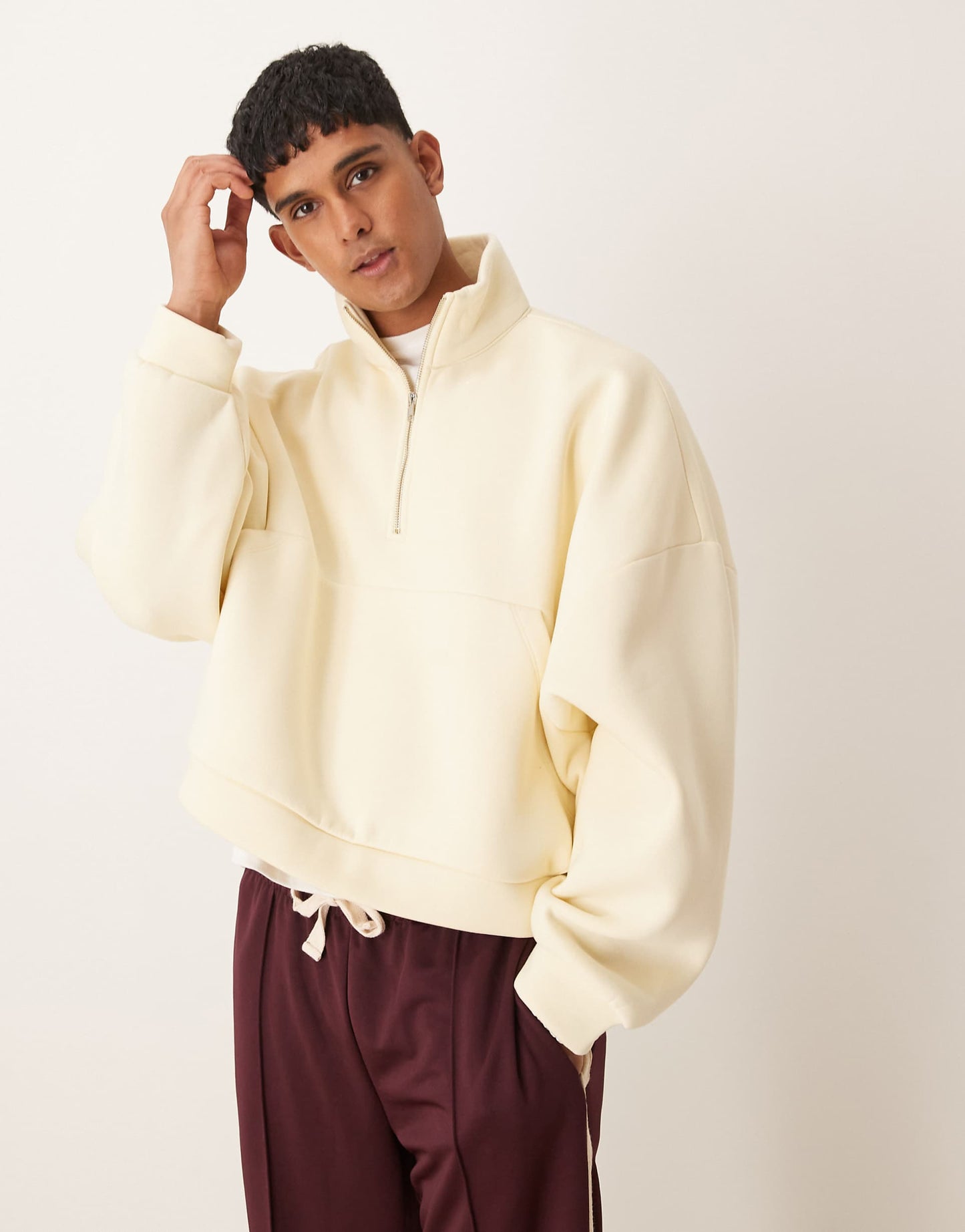 Extreme Oversized Cropped Funnel Neck Sweatshirt