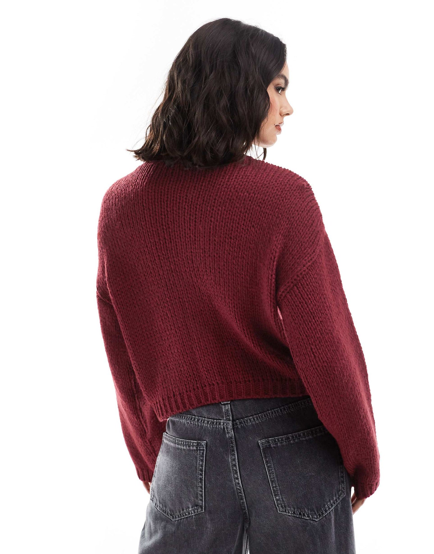 Loose Knit Crew Neck Cardigan
