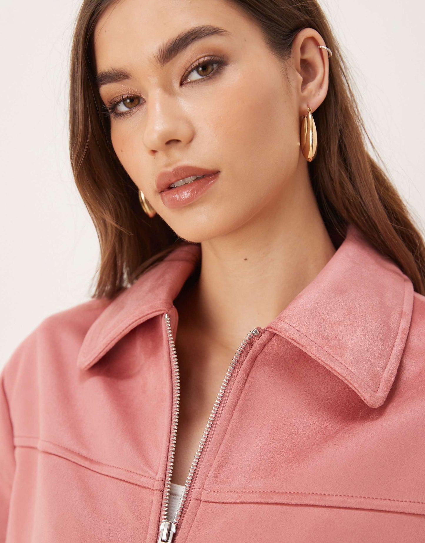 Faux Suede Top Collar Jacket