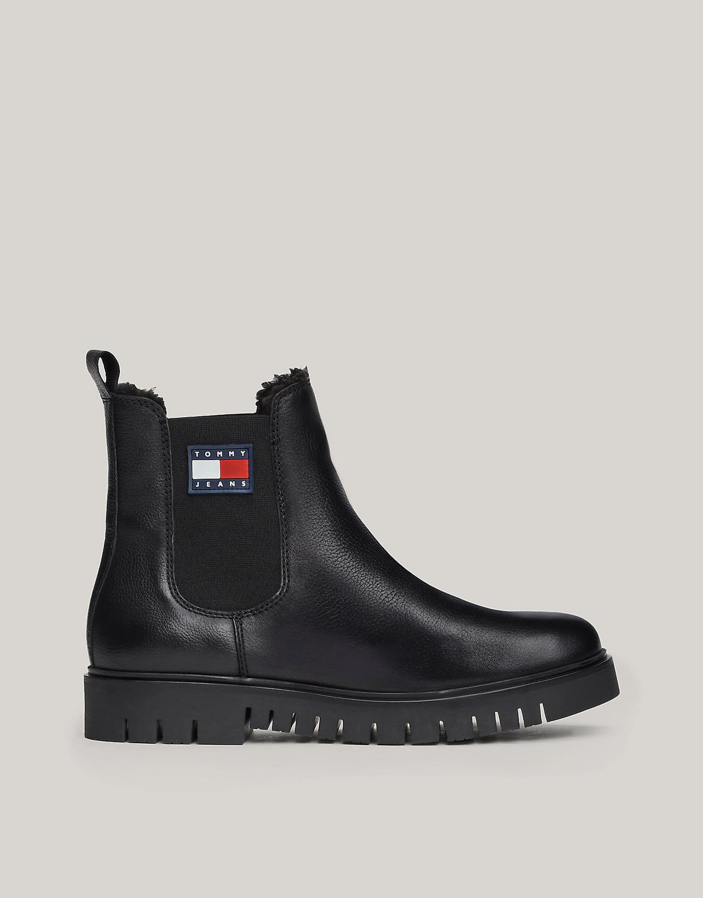 Warm Lined Leather Cleat Chelsea Boots