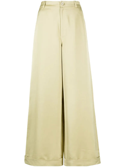 High-Waisted Silk Flared Trousers