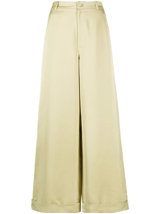 High-Waisted Silk Flared Trousers