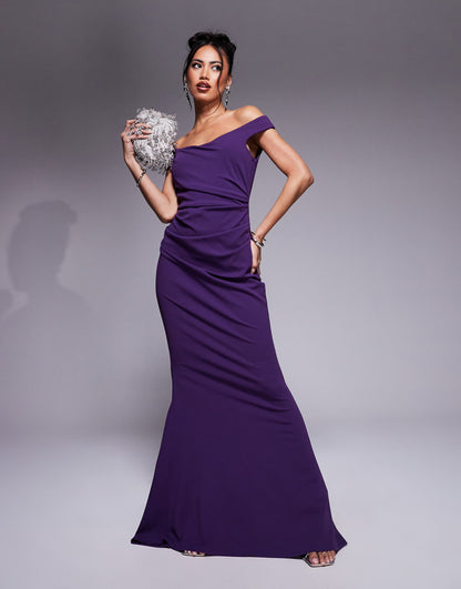 Off The Shoulder Scuba Maxi Dress