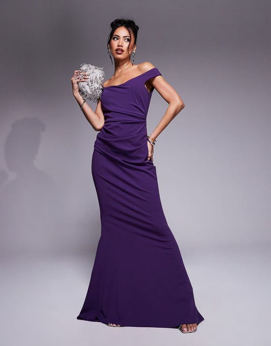 Off The Shoulder Scuba Maxi Dress