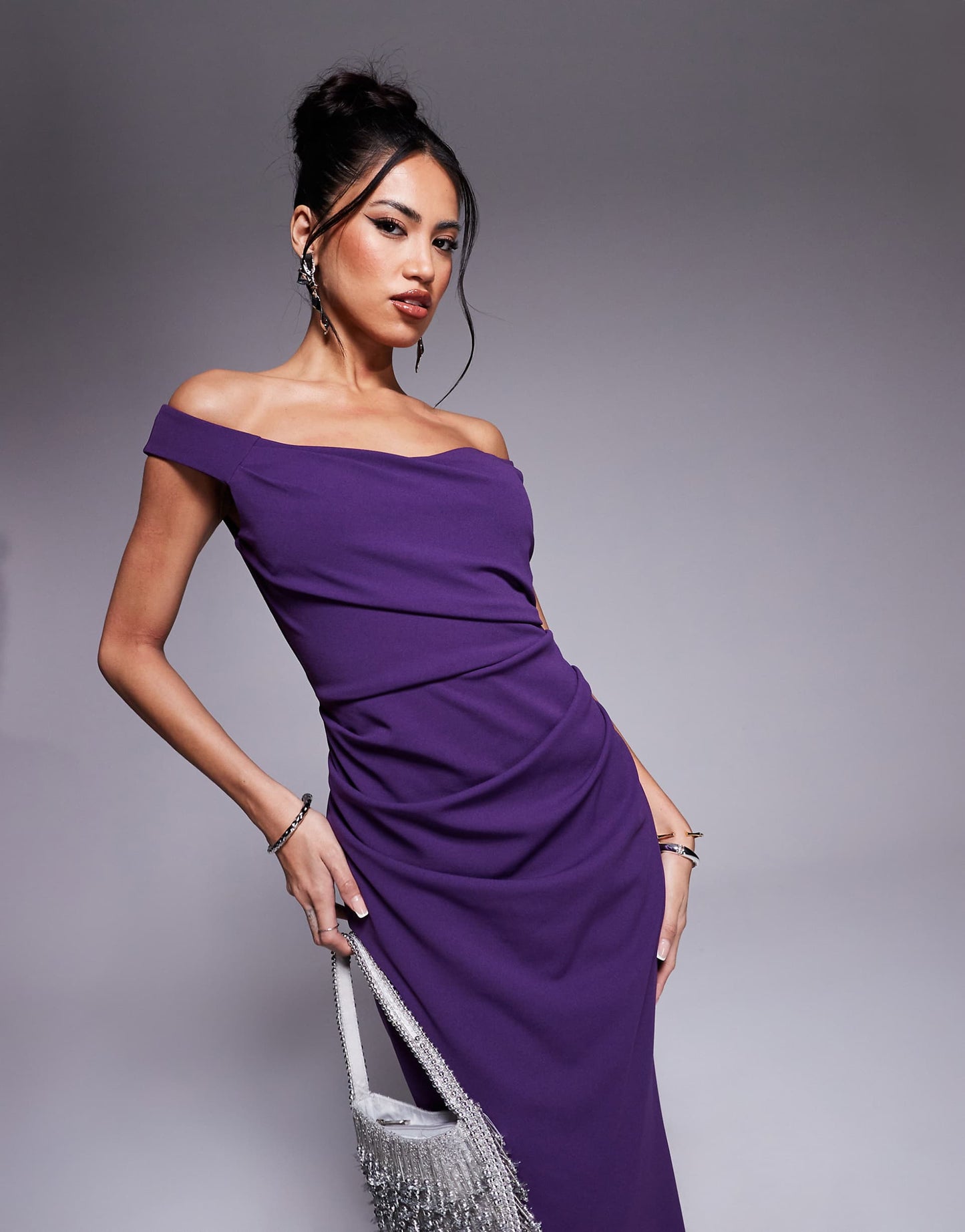 Off The Shoulder Scuba Maxi Dress