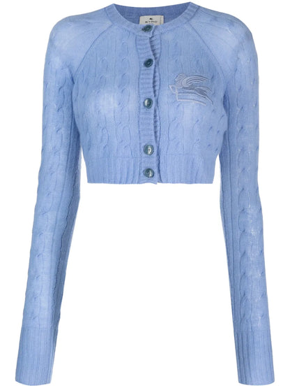 Logo-Embroidered Cropped Cardigan