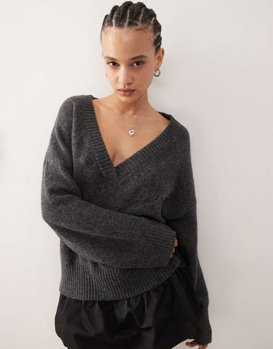 Slouchy V Neck Oversized Jumper