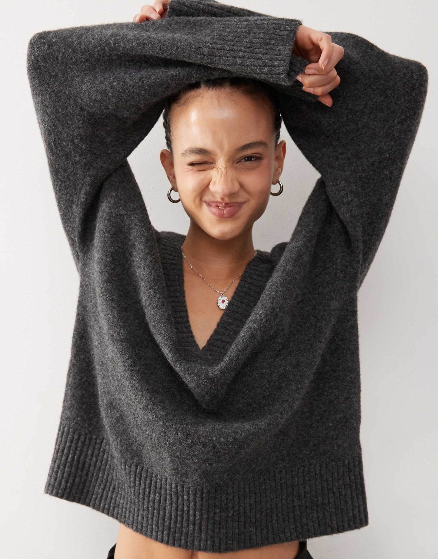 Slouchy V Neck Oversized Jumper