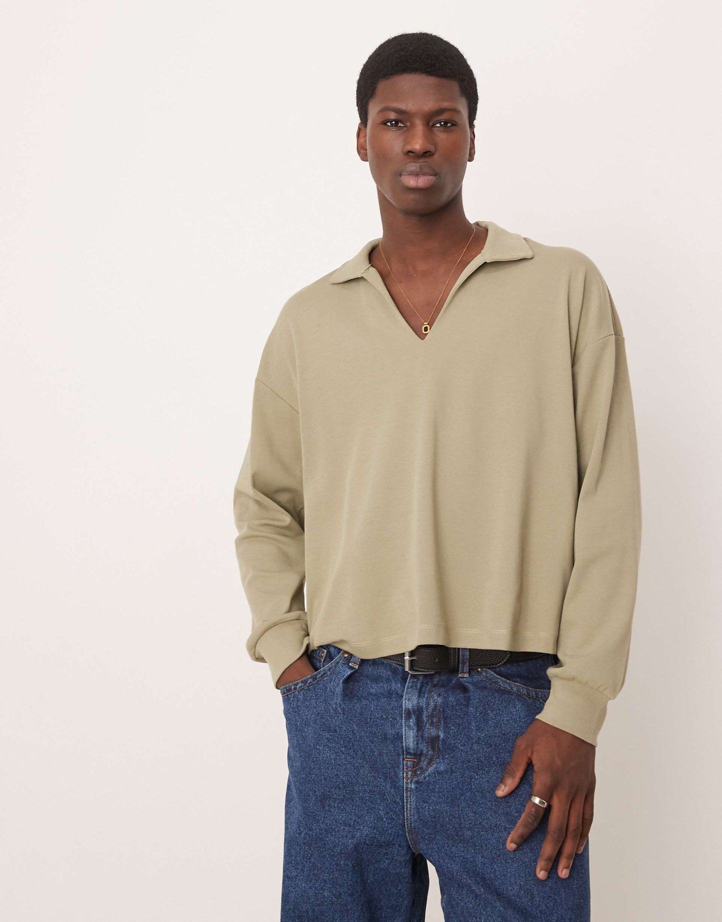 Oversized Boxy Heavyweight Long Sleeve Polo 240Gsm