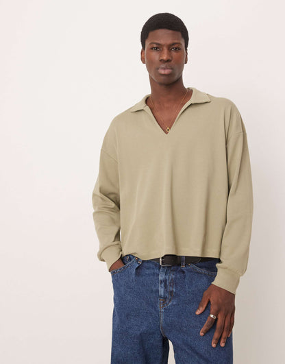 Oversized Boxy Heavyweight Long Sleeve Polo 240Gsm