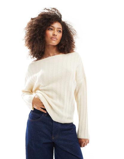 Knitted Slouchy Off The Shoulder Jumper