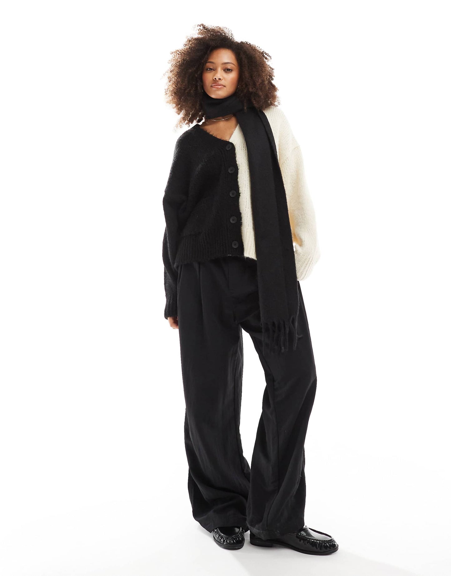 Colour Block V Neck Cardigan With Pocket Detail