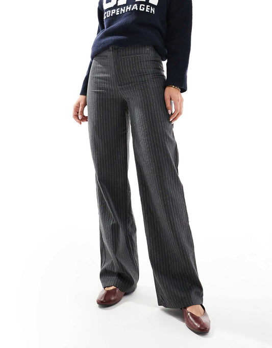 Raw Hem Waistband Straight Leg Trouser