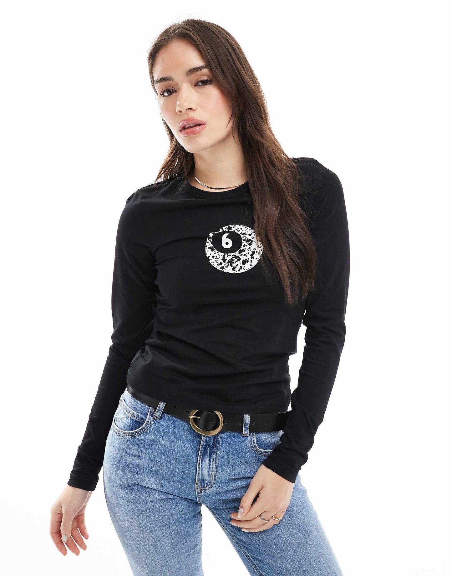 Gigi Long Sleeve T-Shirt With Snooker Cow Print