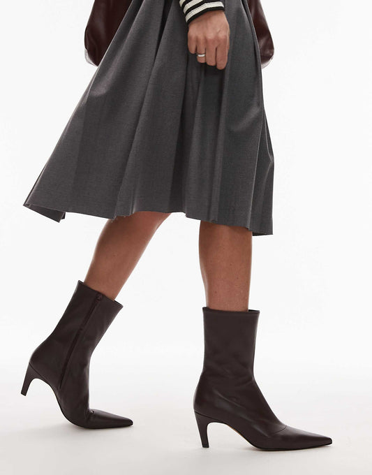 Neeve Premium Leather High Heeled Ankle Boots